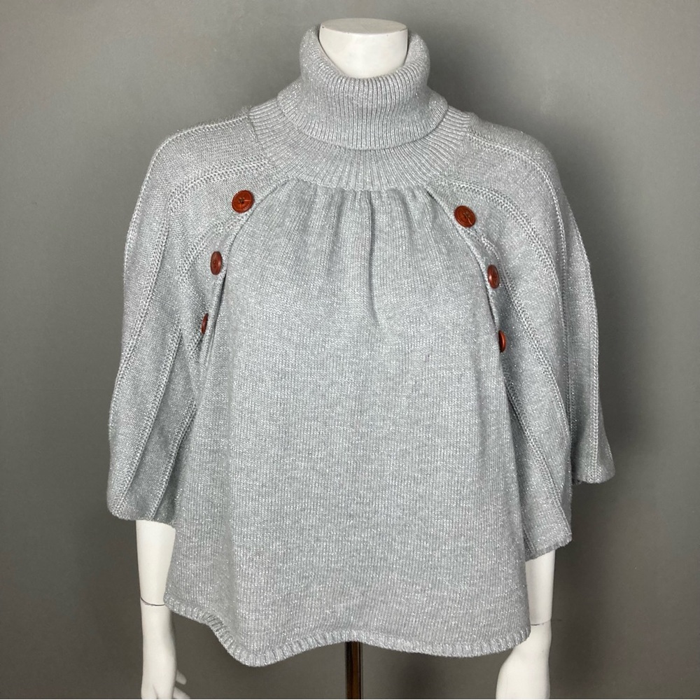 Urchin silver metallic poncho sweater
